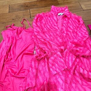Asos Design Vibrant Pink Dress and Robe Set